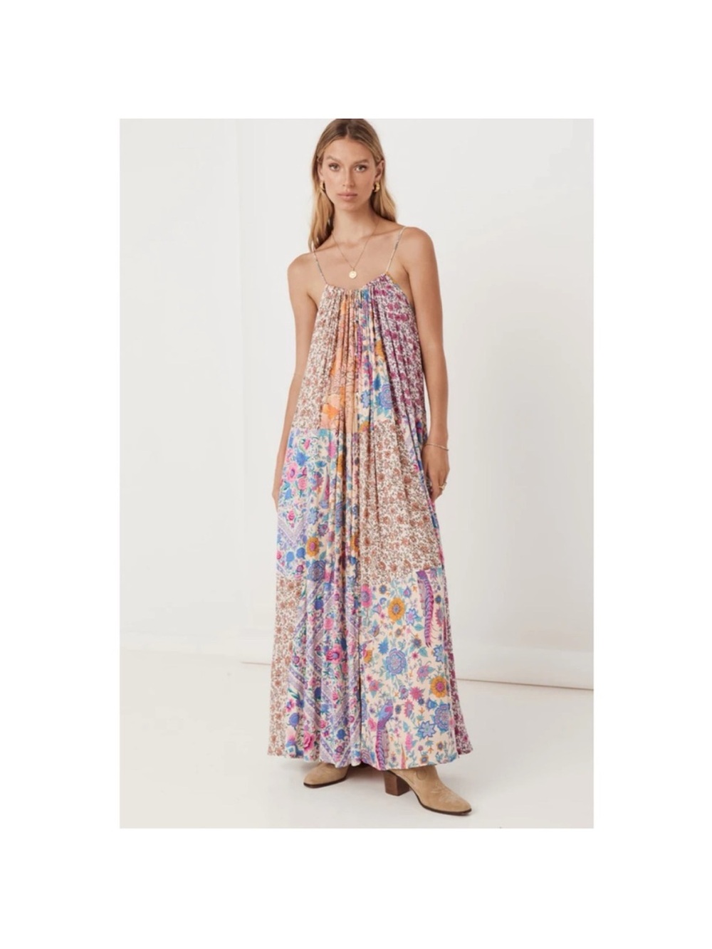Spell Renew Patchwork Spaghetti Strap Maxi Size S NWT